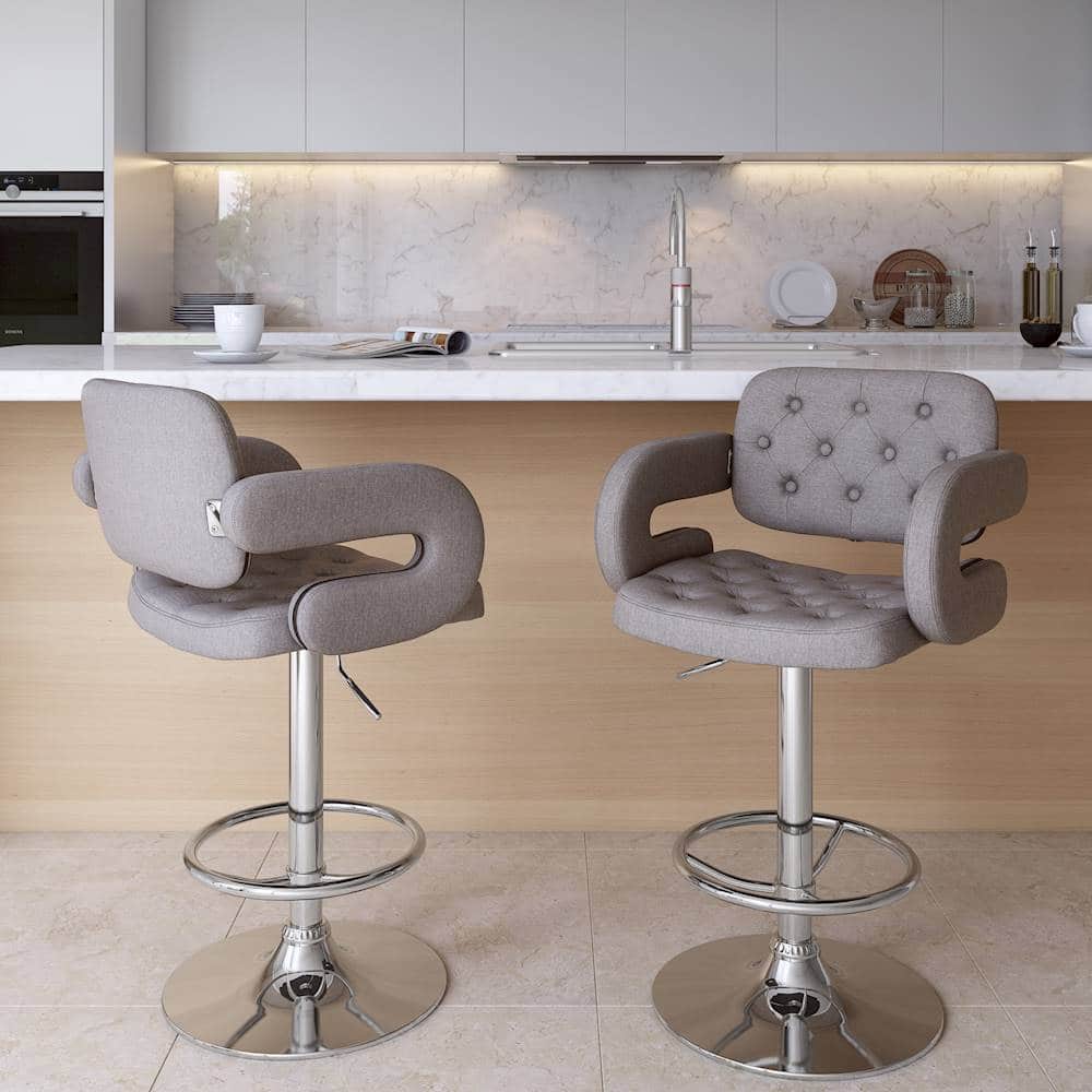 Best Buy CorLiving Tufted Woven Fabric Kitchen Chairs (Set of 2