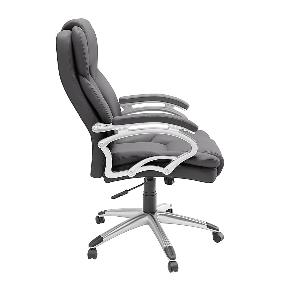 Angle View: CorLiving - 5-Pointed Star Leatherette Executive Chair - Steel Gray