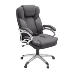CorLiving - 5-Pointed Star Leatherette Executive Chair - Steel Gray - Front_Zoom