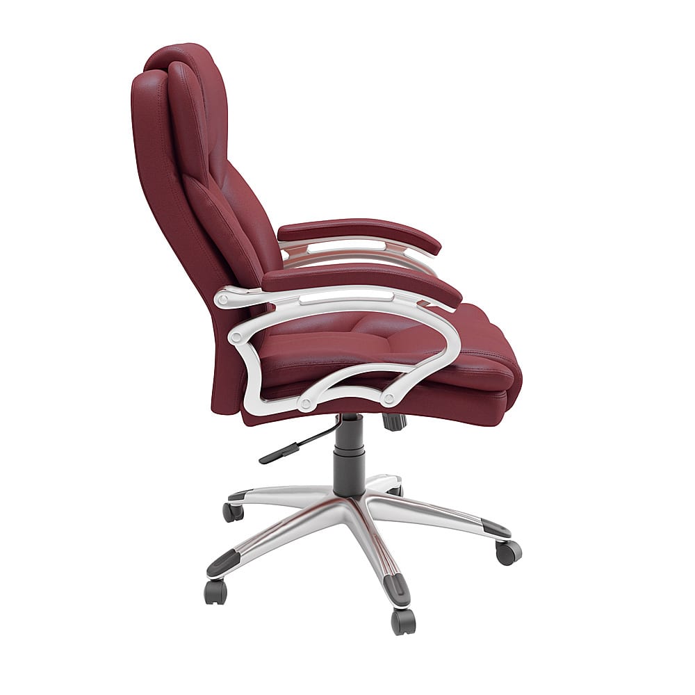 Angle View: CorLiving - 5-Pointed Star Leatherette Executive Chair - Brick Red