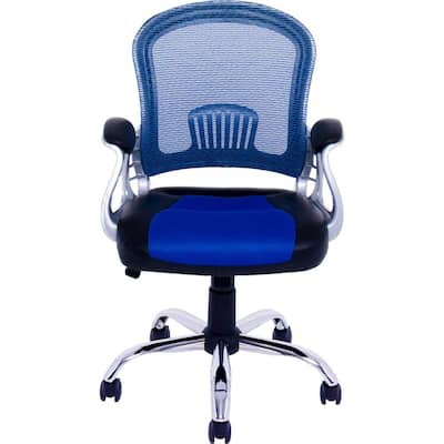 CorLiving - Workspace 5-Pointed Star Leatherette and Mesh Office Chair - Black/Blue