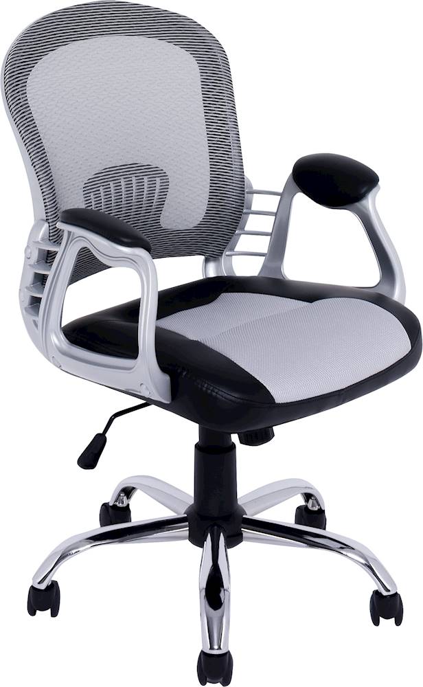Angle View: CorLiving - Workspace 5-Pointed Star Leatherette and Mesh Office Chair - Gray/Black