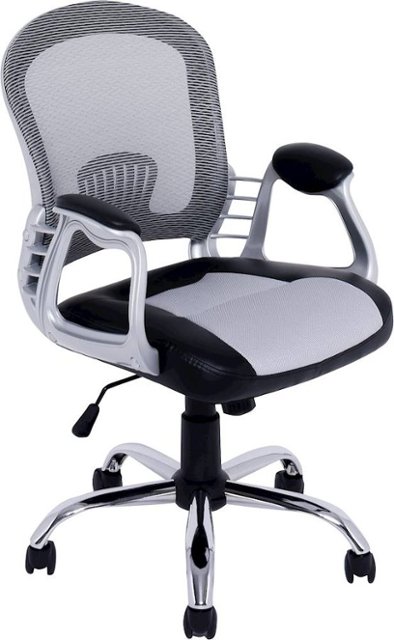 Corliving Workspace 5 Pointed Star Leatherette And Mesh Office Chair Gray Black Lof 238 O Best Buy