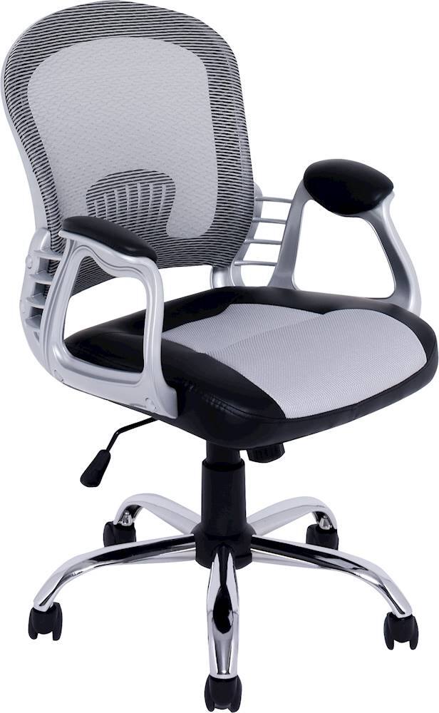 Angle. CorLiving - Workspace 5-Pointed Star Leatherette and Mesh Office Chair - Gray/Black.