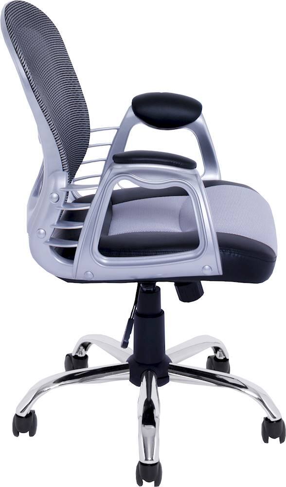 Alt View 11. CorLiving - Workspace 5-Pointed Star Leatherette and Mesh Office Chair - Gray/Black.