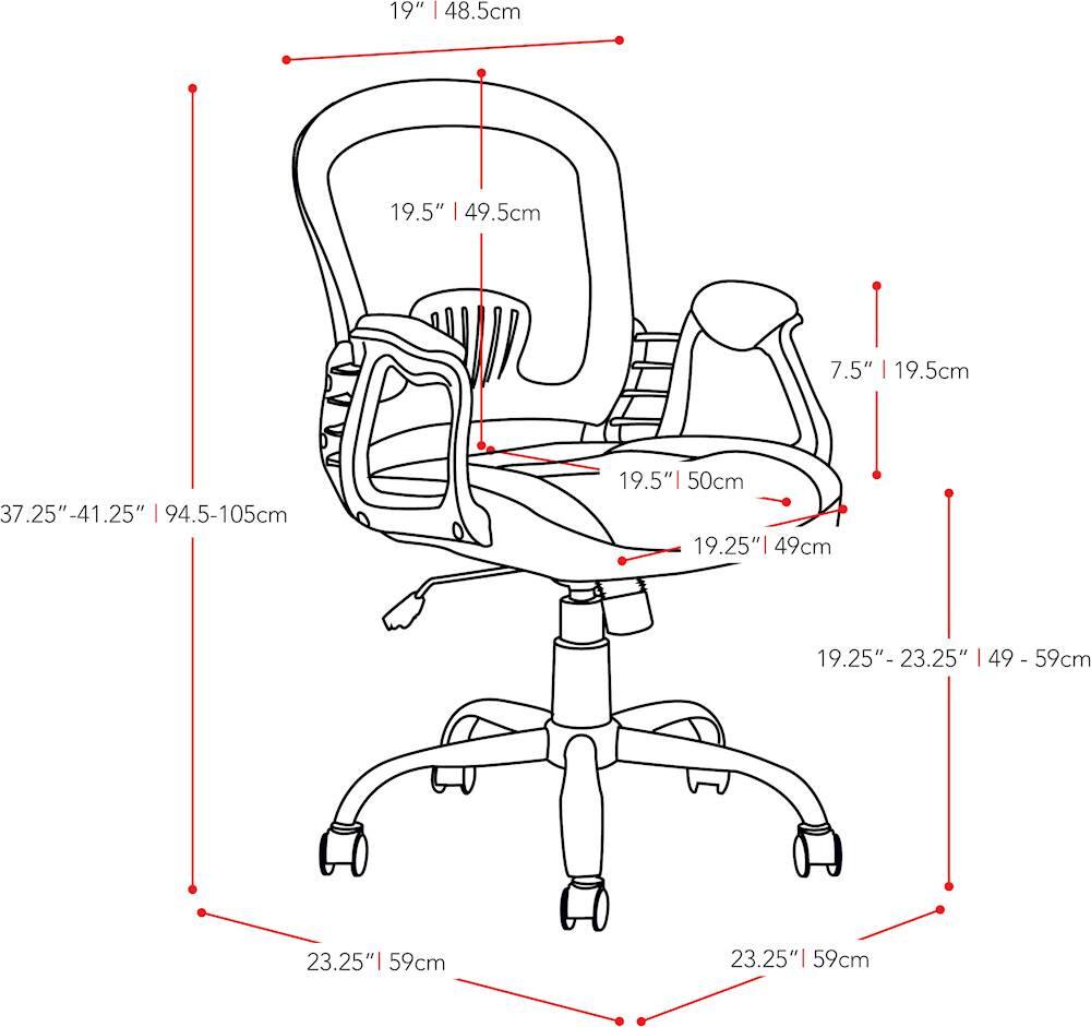 Alt View 18. CorLiving - Workspace 5-Pointed Star Leatherette and Mesh Office Chair - Gray/Black.