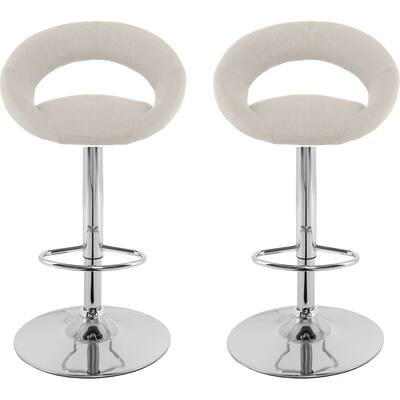 CorLiving - Round Open Fabric Kitchen Chairs (Set of 2) - Oatmeal