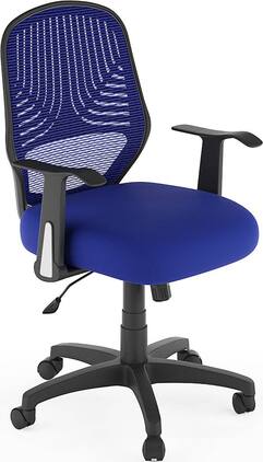 CorLiving - Workspace 5-Pointed Star Woven Fabric and Mesh Office Chair - Blue
