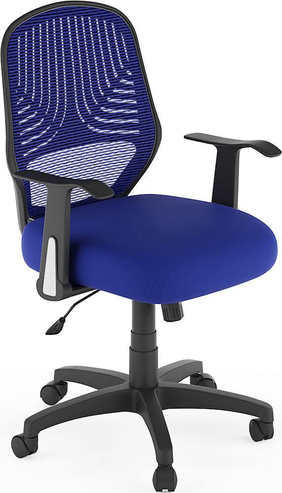 Angle. CorLiving - Workspace 5-Pointed Star Woven Fabric and Mesh Office Chair - Blue.