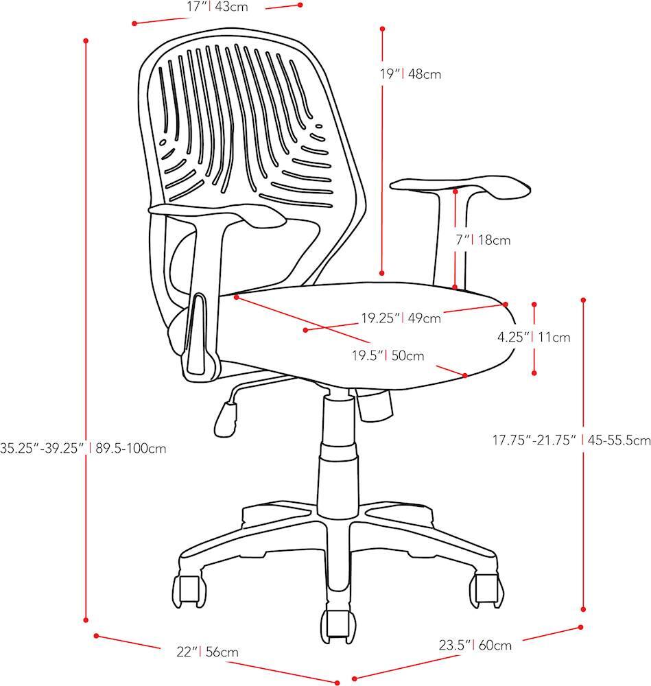 Alt View 13. CorLiving - Workspace 5-Pointed Star Woven Fabric and Mesh Office Chair - Blue.