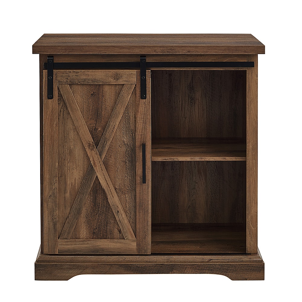 Walker Edison - Rustic Farmhouse Sliding Door Buffet Cabinet - Rustic Oak - Front_Zoom