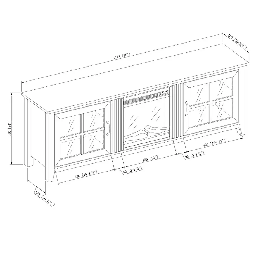 Alt View 16. Walker Edison - 70" Traditional Glass Door Cabinet Fireplace TV Stand for Most TVs up to 80" - Dark Walnut.
