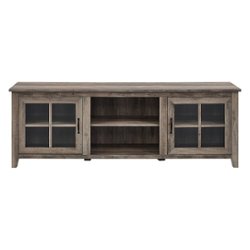 Walker Edison - 70" Farmhouse Glass Door TV Stand Console for Most TVs Up to 80" - Grey Wash - Front_Zoom
