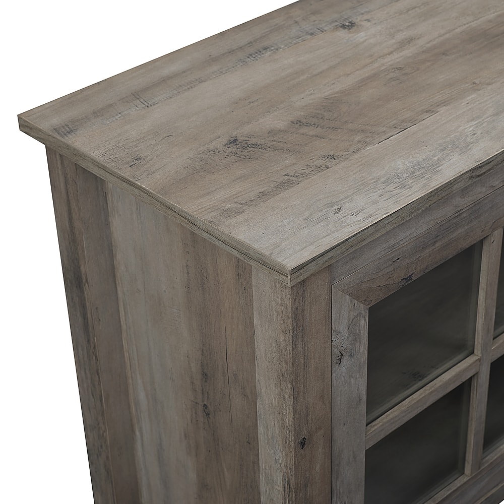 Alt View 1. Walker Edison - 70" Farmhouse Glass Door TV Stand Console for Most TVs Up to 80" - Grey Wash.