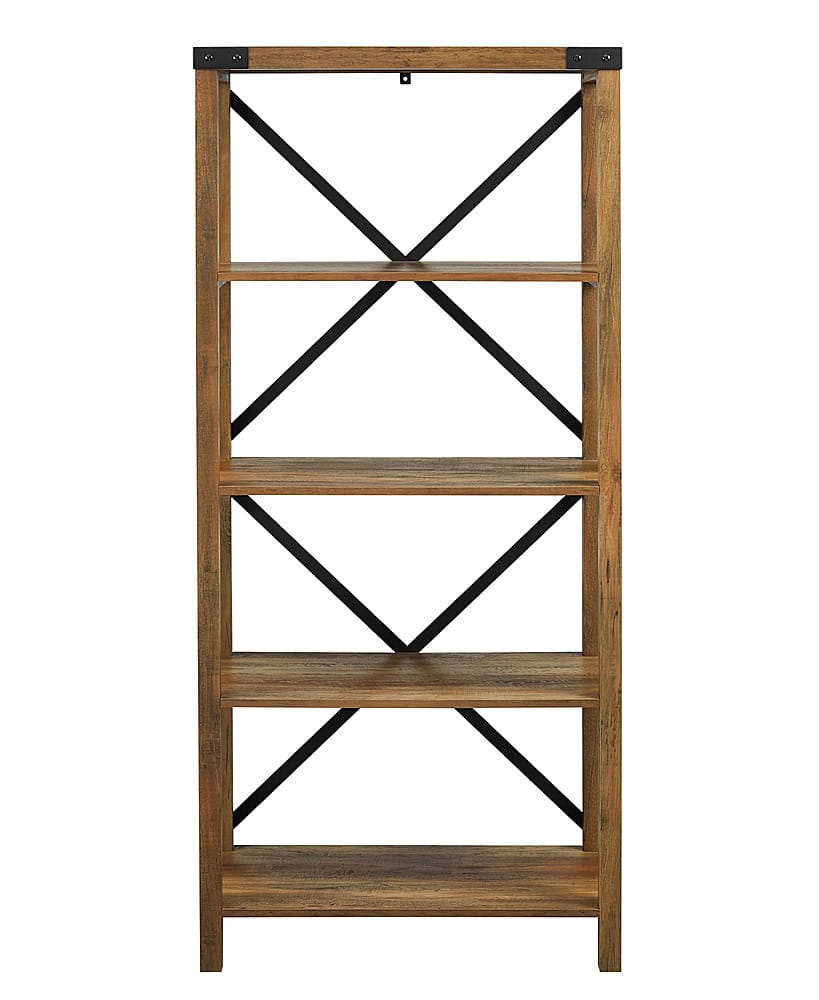 Walker Edison - 64" Farmhouse 4-Shelf Bookcase - Rustic Oak - Front_Zoom