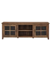 Walker Edison - Farmhouse Glass Door TV Stand Console for Most TVs Up to 78" - Rustic Oak - Front_Zoom