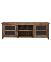 Walker Edison - Farmhouse Glass Door TV Stand Console for Most TVs Up to 78" - Rustic Oak - Front_Zoom