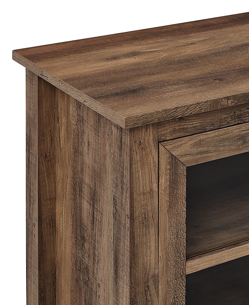 Alt View 3. Walker Edison - 70" Farmhouse Glass Door TV Stand Console for Most TVs Up to 80" - Rustic Oak.