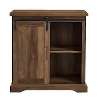 Walker Edison - Modern Farmhouse Sliding Door Buffet - Rustic Oak - Front_Zoom