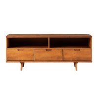 Walker Edison - 58" Mid-Century Modern 3-Drawer Wood TV Stand for TVs up to 65" - Caramel - Front_Zoom
