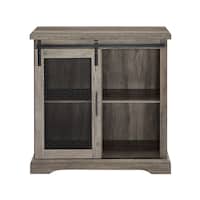 Walker Edison - Sliding Metal Mesh Door Modern Buffet Cabinet - Gray Wash - Front_Zoom