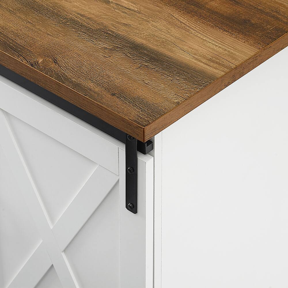 Alt View 1. Walker Edison - 58" Modern Farmhouse Sliding Door TV Stand for Most TVs up to 65" - Bright White Brown.