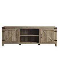 Walker Edison - 70" Modern Farmhouse Barn Door TV Stand for most TVs up to 80" - Grey Wash - Front_Zoom