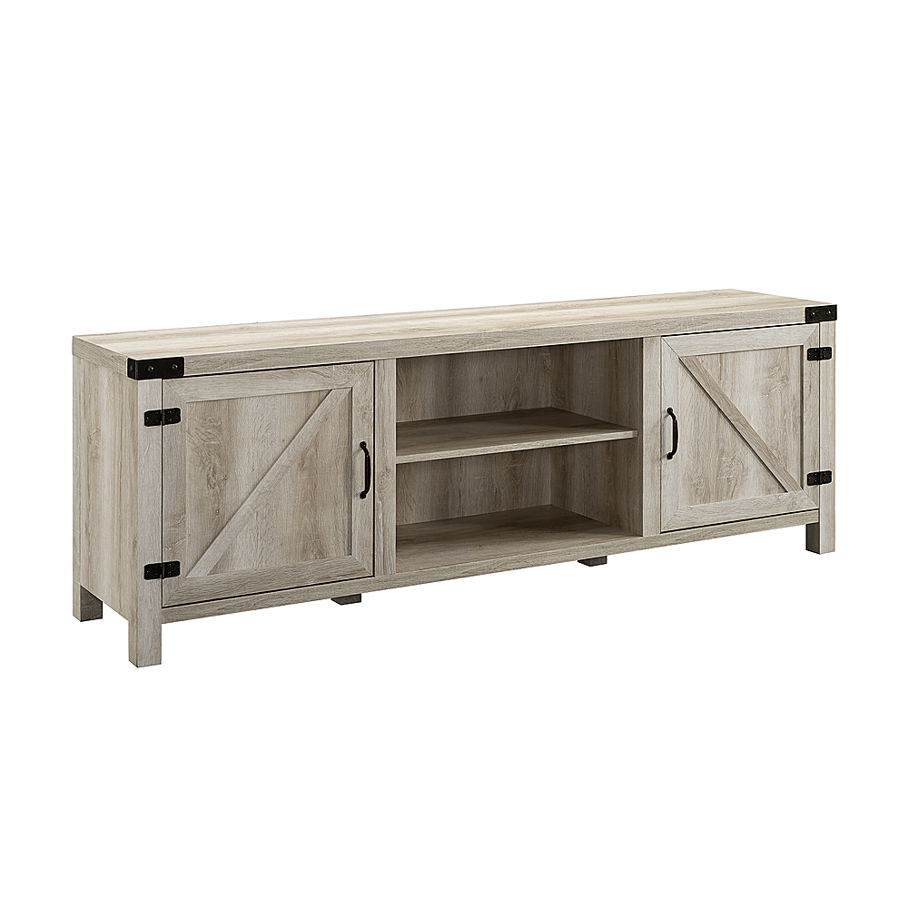 Angle View: Walker Edison - Farmhouse Barn Door TV Stand for most TVs up to 80" - White Oak