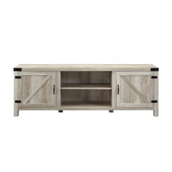 Walker Edison - 70" Modern Farmhouse Barn Door TV Stand for most TVs up to 80" - White Oak - Front_Zoom