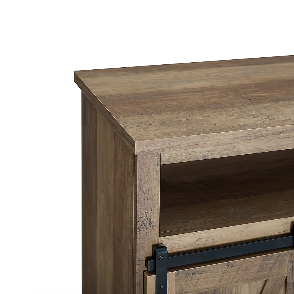 Alt View 1. Walker Edison - Sliding Barn Door Highboy Storage Console for Most TVs Up to 56" - Rustic Oak.