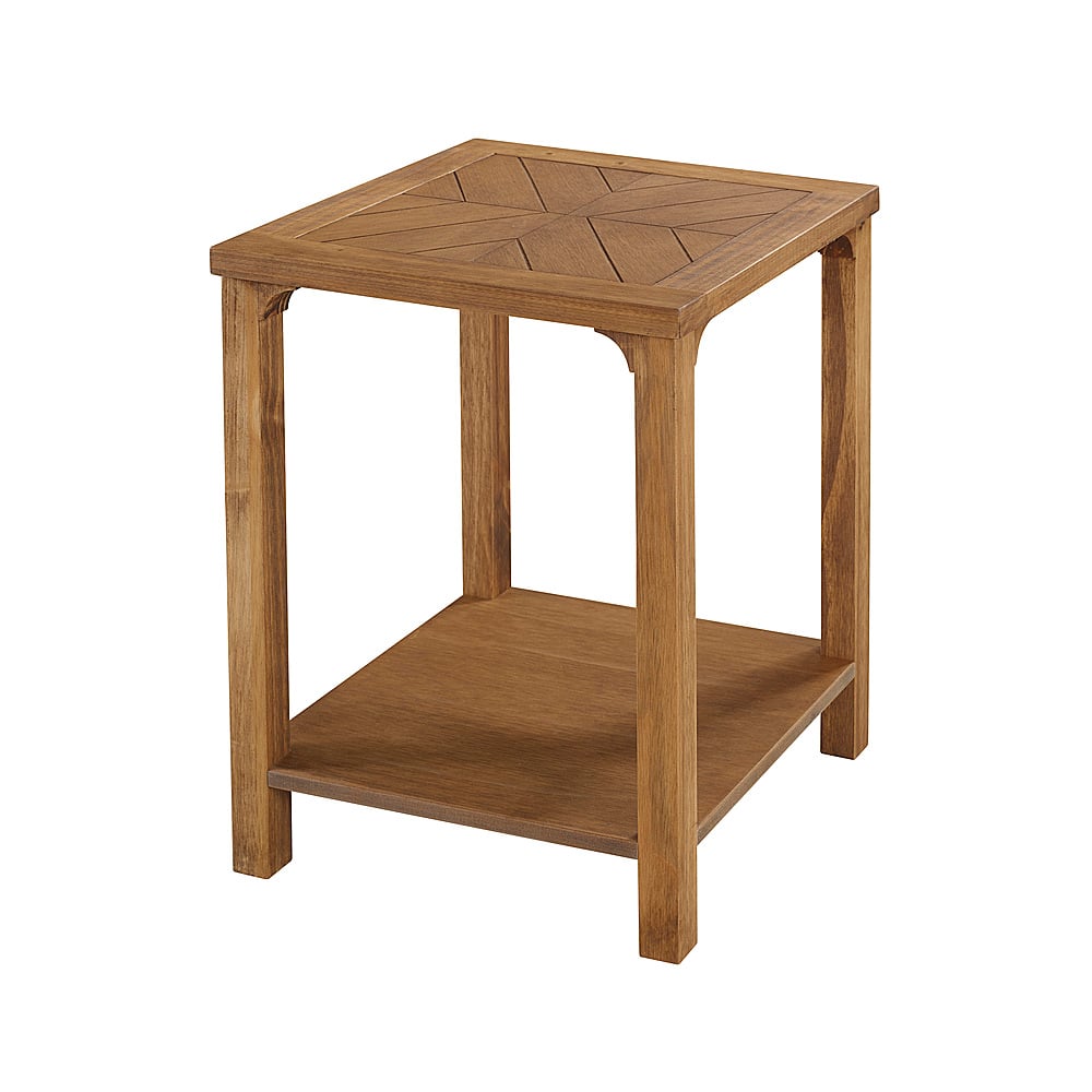 Left View: Walker Edison - Chevron Wood Top Side Table - Caramel