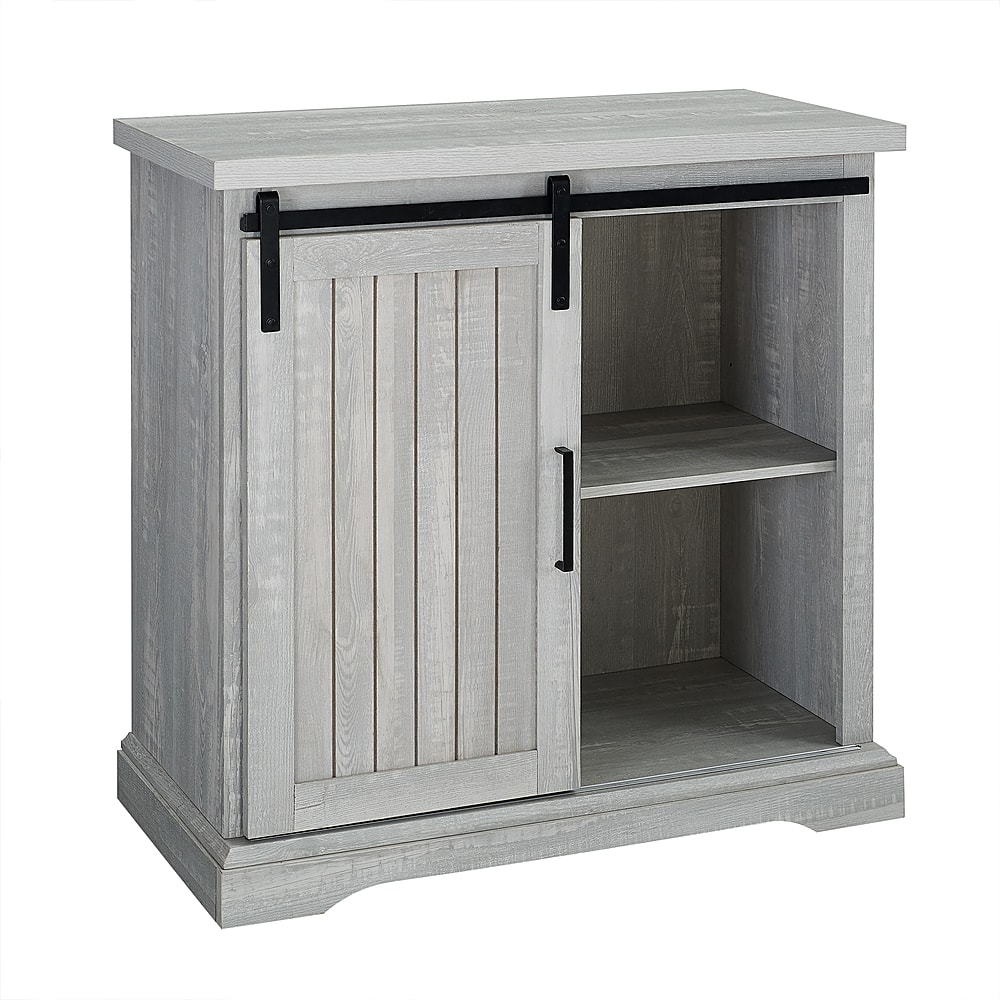 Angle View: Walker Edison - Modern Farmhouse Sliding Door Buffet - Stone Gray