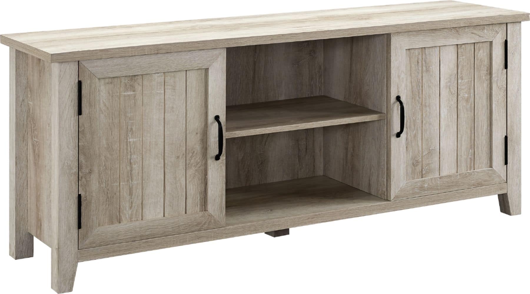 Angle. Walker Edison - Modern Farmhouse TV Stand for Most TVs Up to 64" - White Oak.