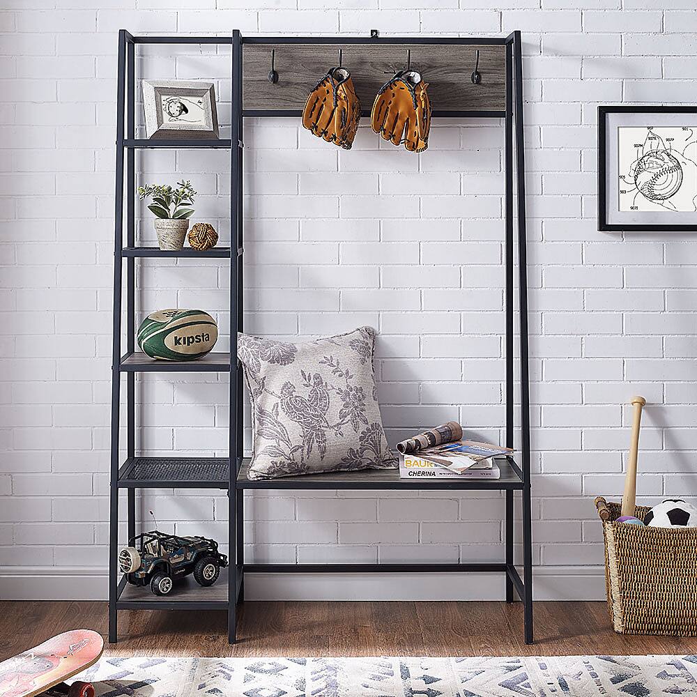 Best Buy Walker Edison 68" Rustic Industrial Hall Tree with Storage