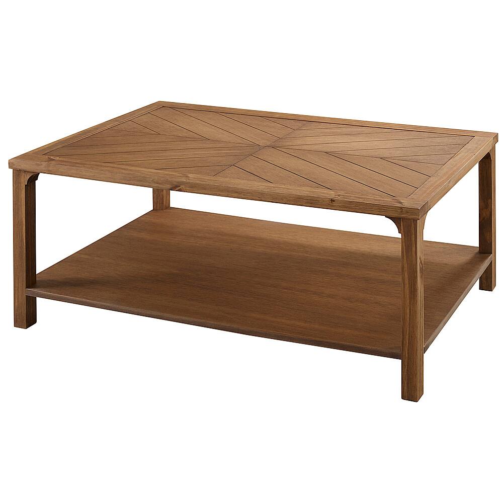 Angle View: Walker Edison - Chevron Wood Top Coffee Table - Caramel