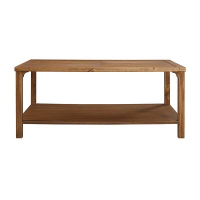 Walker Edison - Chevron Wood Top Coffee Table - Caramel