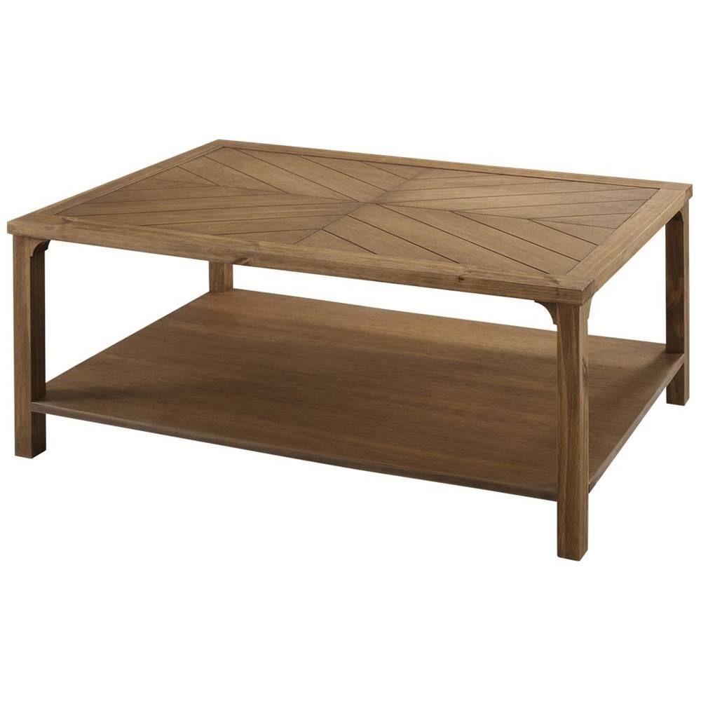 Walker Edison Chevron Wood Top Coffee Table Caramel ...