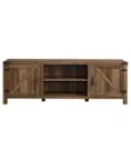Front. Walker Edison - 70" Modern Farmhouse Barn Door TV Stand for most TVs up to 80" - Rustic Oak.