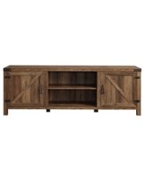 Walker Edison - Farmhouse Barn Door TV Stand for most TVs up to 80" - Rustic Oak - Front_Zoom