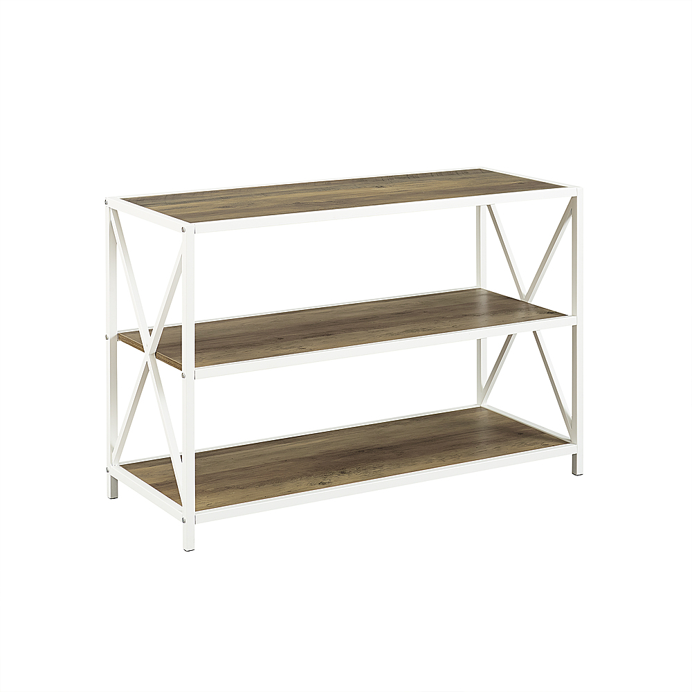 3 Shelf Bookcase Rustic Oak White Metal, Tall Industrial Bookcase White