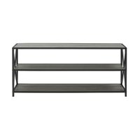 Walker Edison - Industrial Metal and Wood 3-Shelf Bookcase - Slate Grey/Black Metal - Front_Zoom