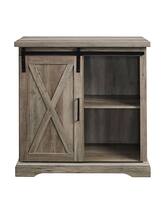 Walker Edison - Rustic Farmhouse Sliding Door Buffet Cabinet - Gray Wash - Front_Zoom