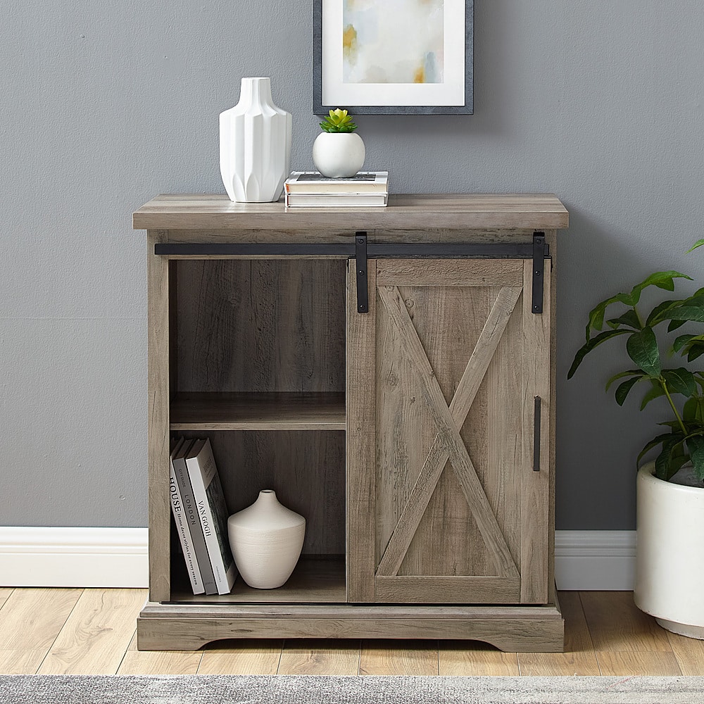 Alt View 13. Walker Edison - Rustic Farmhouse Sliding Door Buffet Cabinet - Gray Wash.