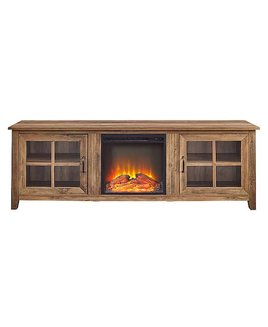 Oak tv stand with store electric fireplace