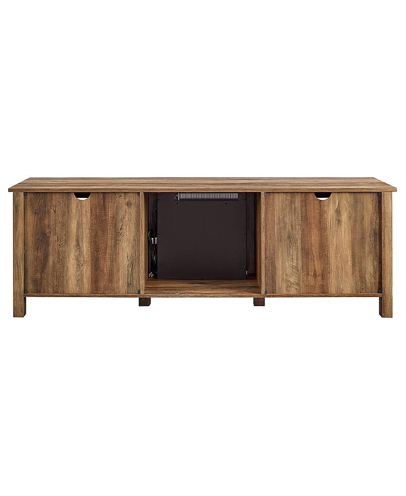 Alt View 2. Walker Edison - 70" Traditional Glass Door Cabinet Fireplace TV Stand for Most TVs up to 80" - Rustic Oak.