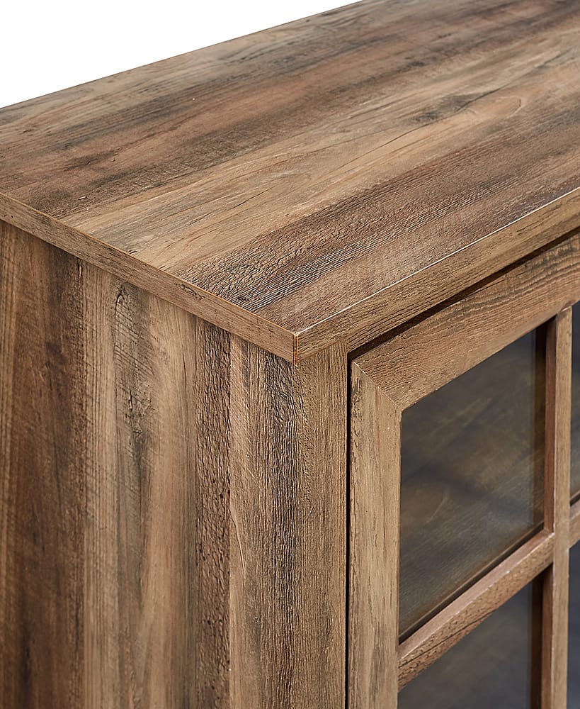 Alt View 3. Walker Edison - 70" Traditional Glass Door Cabinet Fireplace TV Stand for Most TVs up to 80" - Rustic Oak.