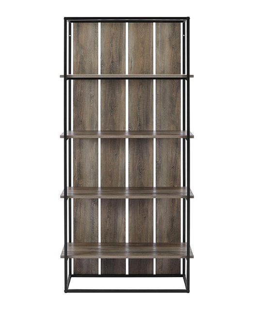 Walker Edison Shiplap Wood And Metal 4, Metal Shelves Bookcase