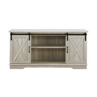 Walker Edison - 58" Modern Farmhouse Sliding Door TV Stand for Most TVs up to 65" - Stone Grey - Front_Zoom