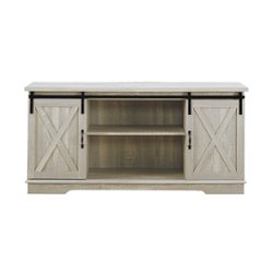 Walker Edison - Industrial Farmhouse Sliding Door TV Stand for Most TVs up to 65" - Stone Gray - Front_Zoom