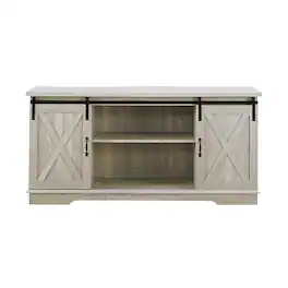 Walker Edison - 58" Modern Farmhouse Sliding Door TV Stand for Most TVs up to 65" - Stone Grey